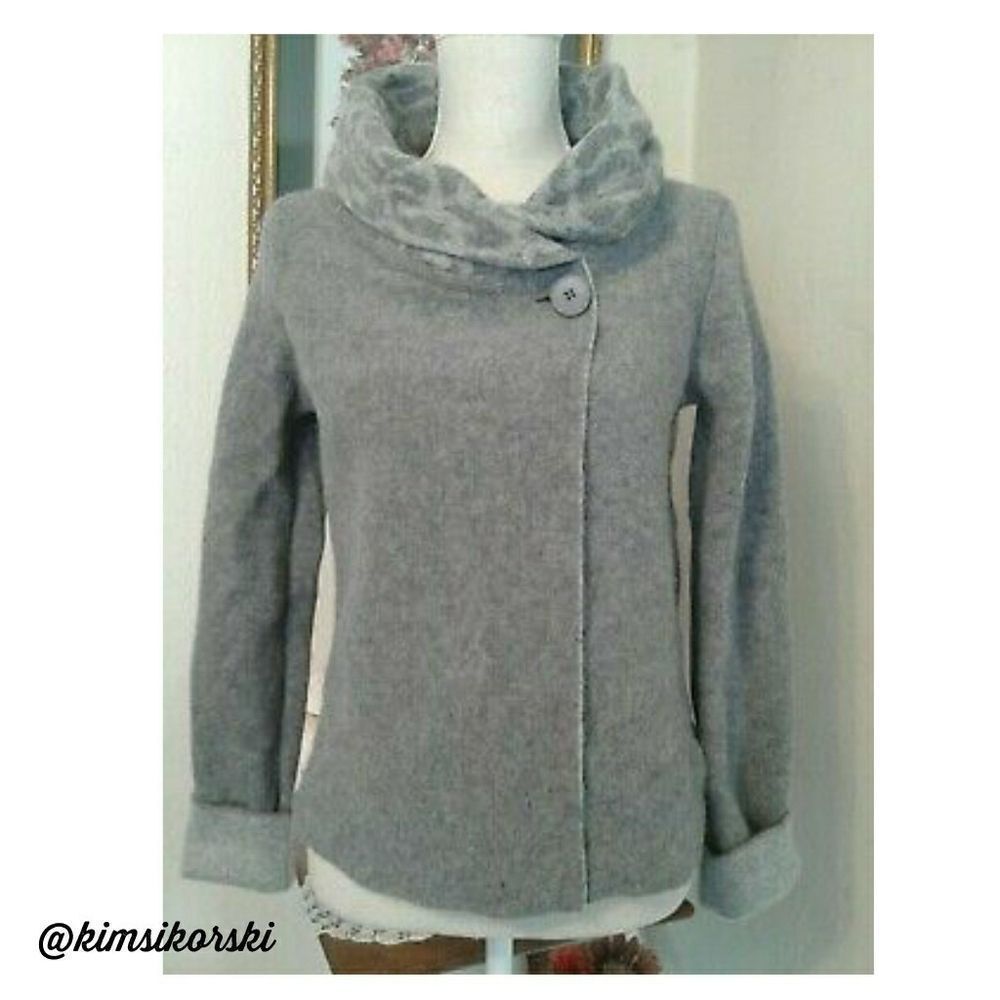 Chiaramente Italian Wool Wrap Sweater‎ Gray Small